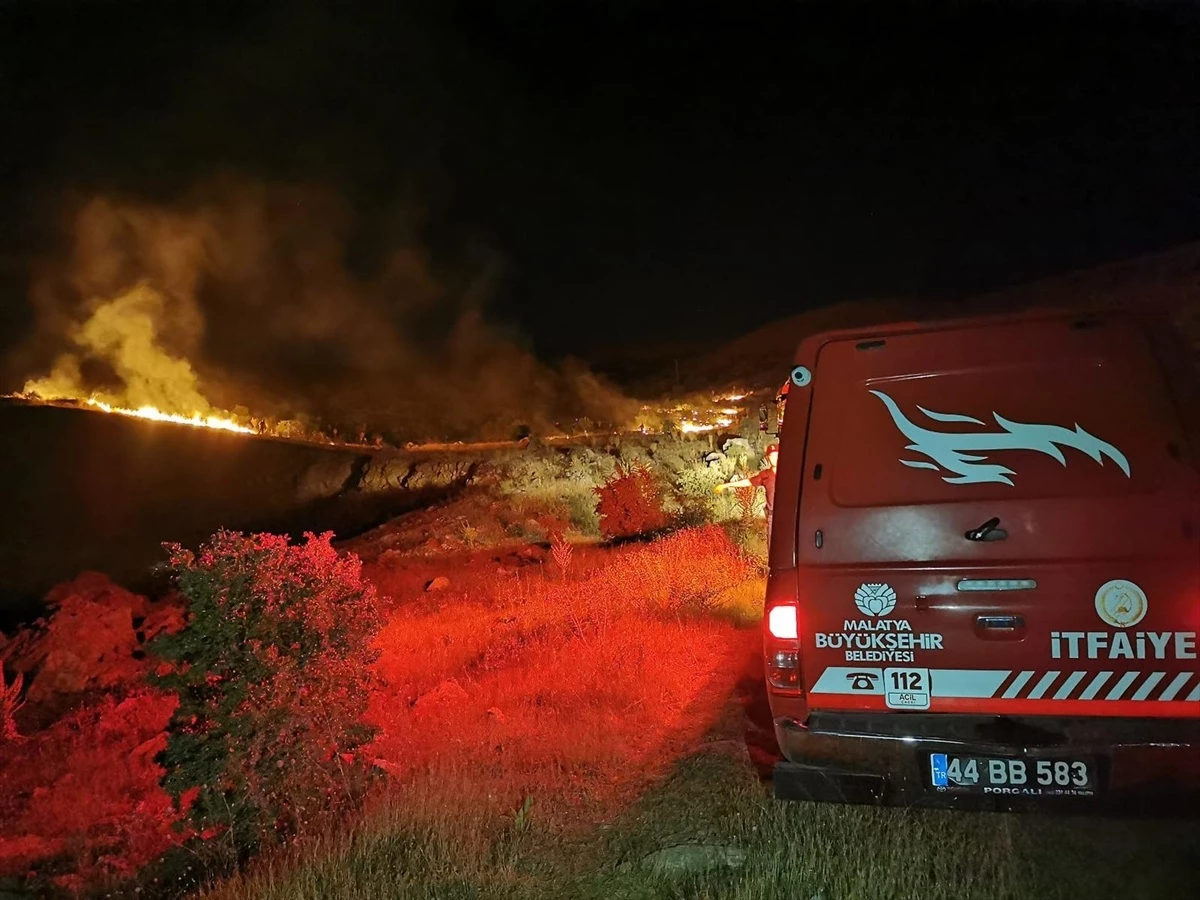 Malatya'da dağlık alanda çıkan orman yangınına müdahale ediliyor