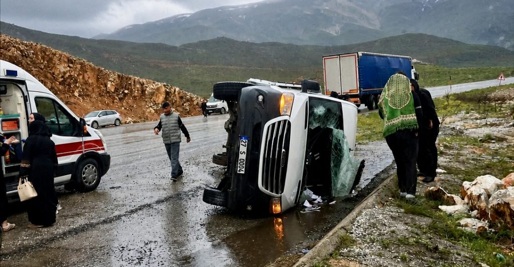 Doğanşehir’de Yolcu Minibüsü Yan Yattı: 12 Kişi Yaralandı